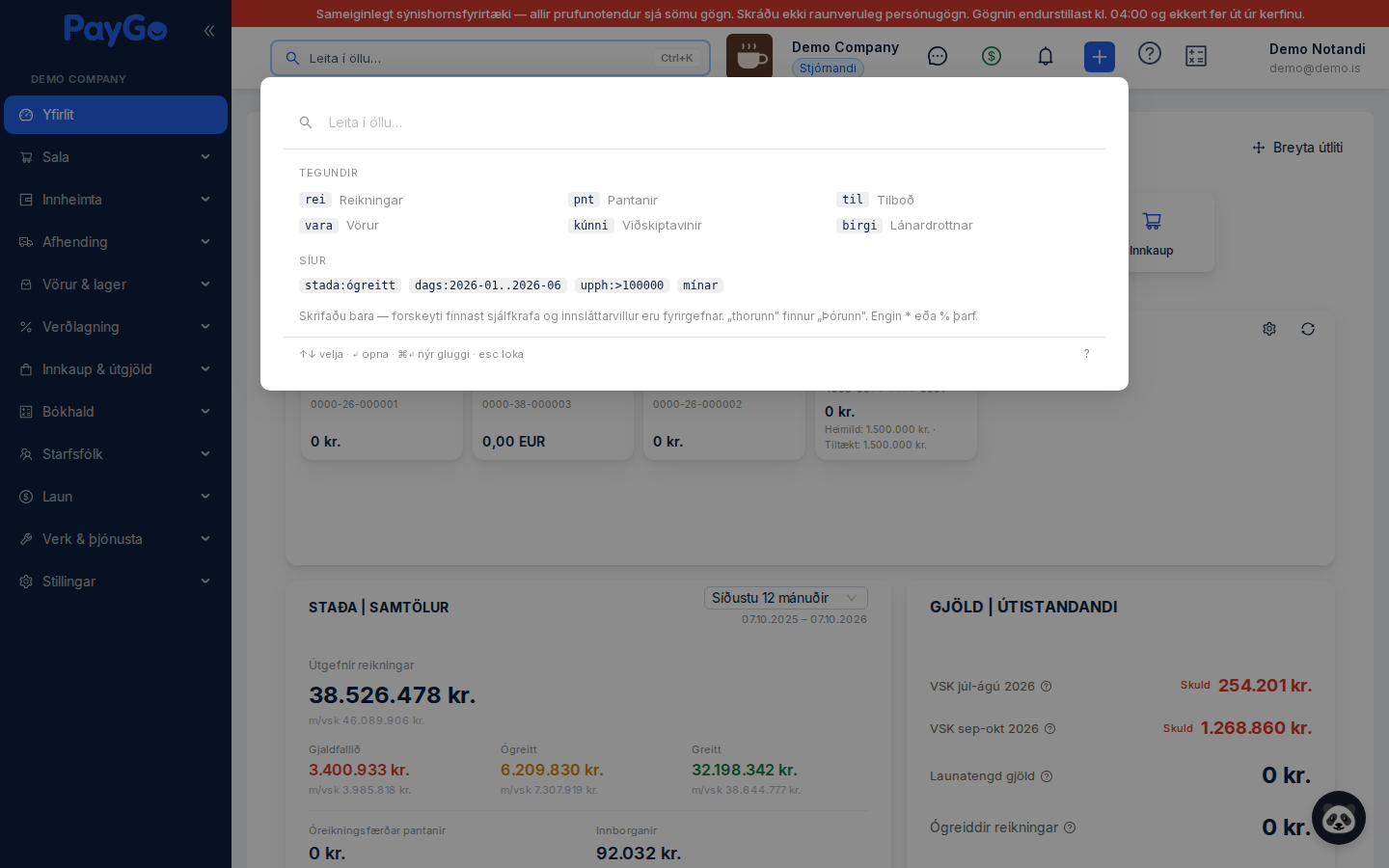 Global search open with type words and filters
