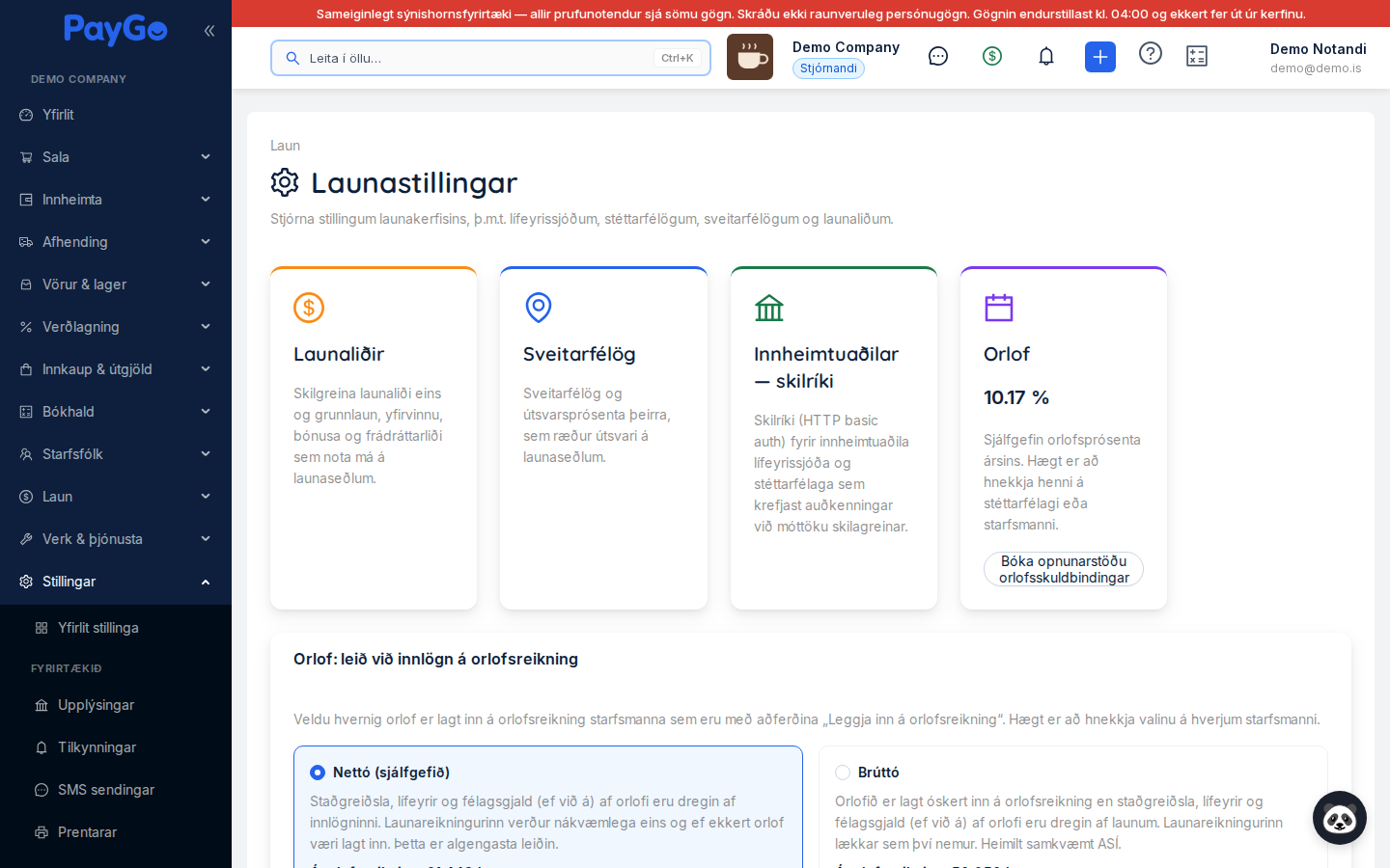 Payroll settings overview