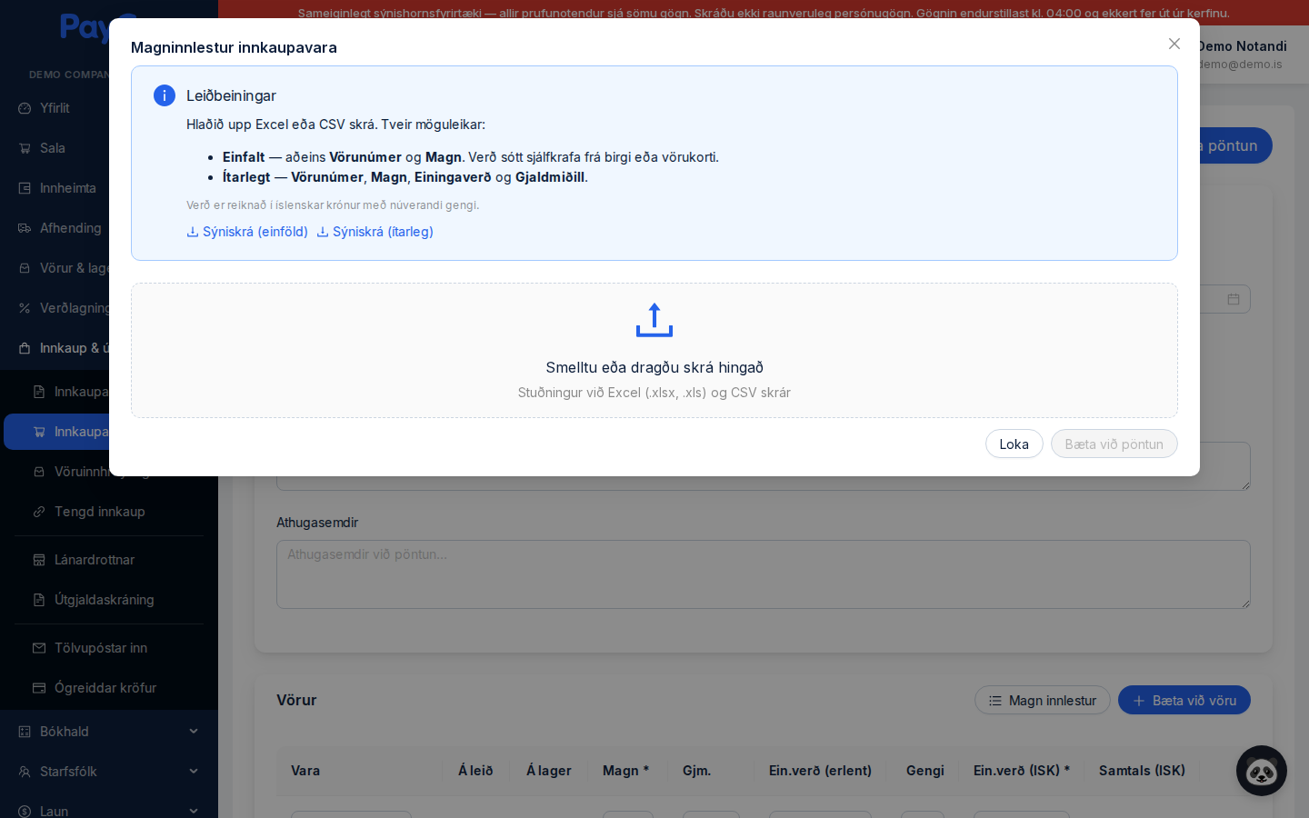 Glugginn Magninnlestur innkaupavara