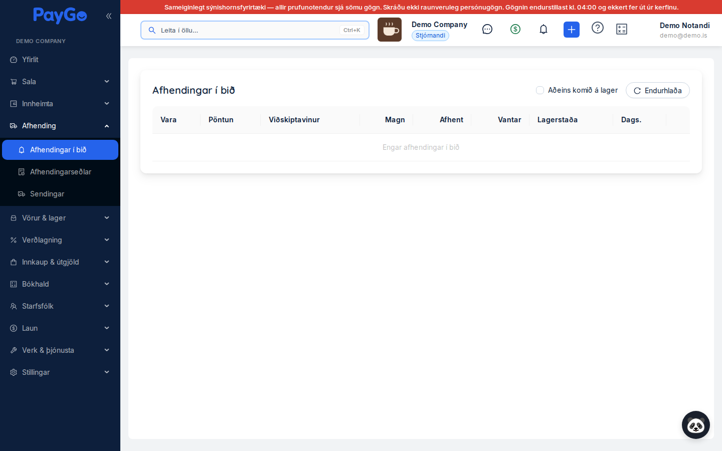 Afhendingar í bið