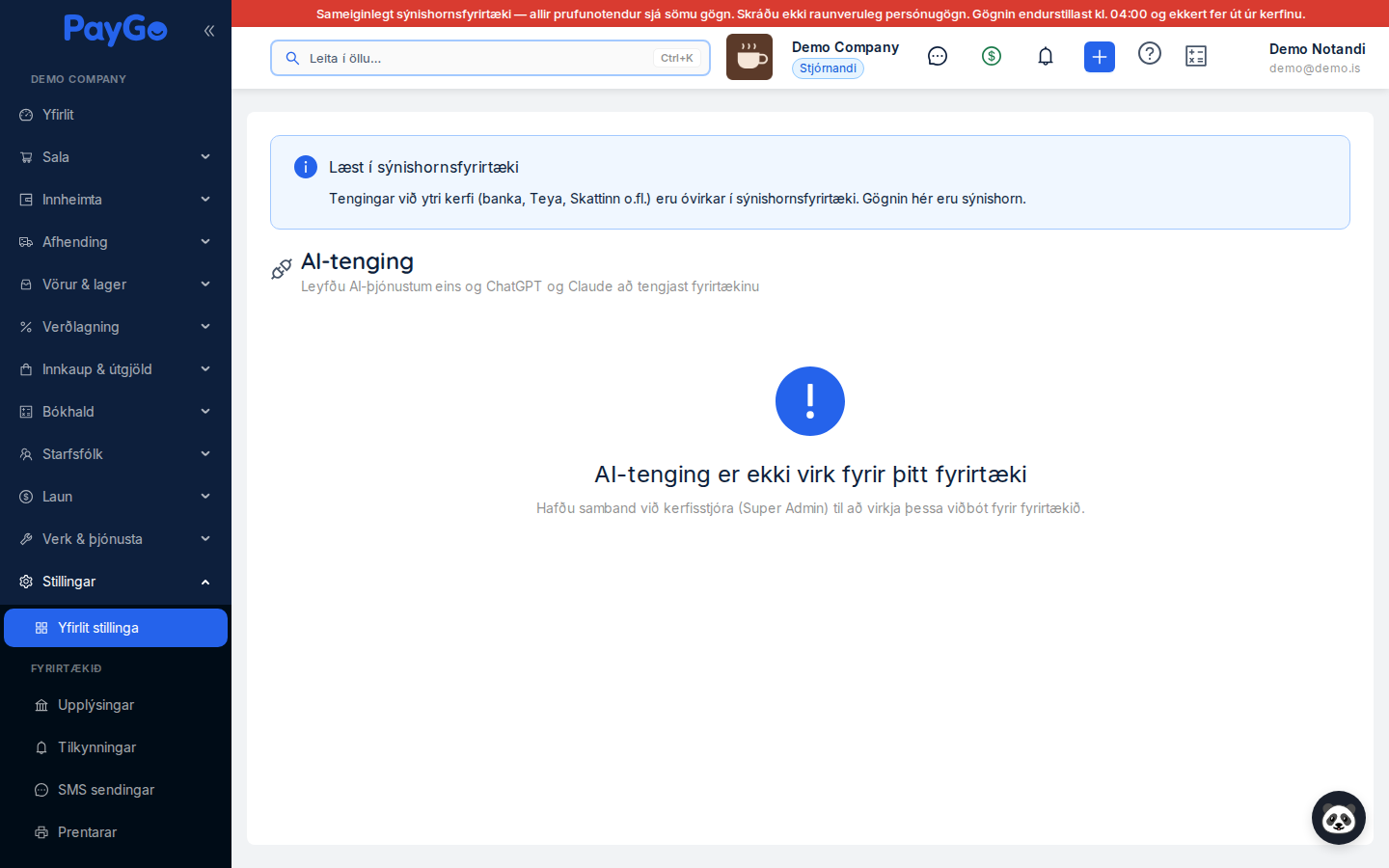 AI-tenging ekki virk