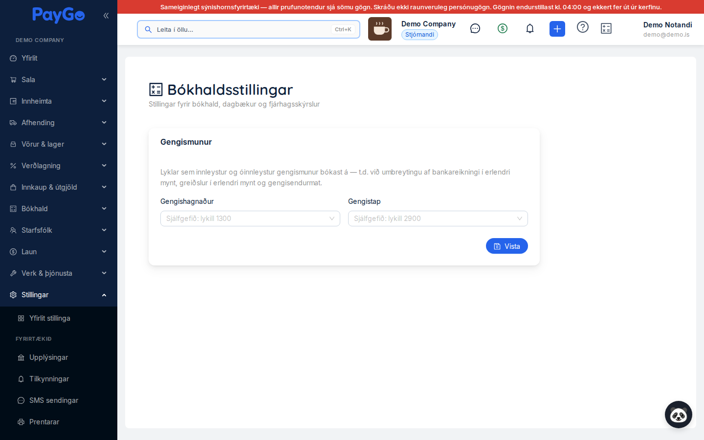 Bókhaldsstillingar