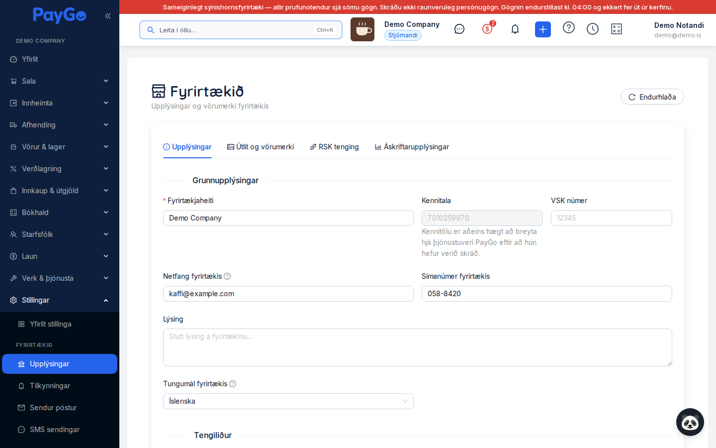 Fyrirtækjastillingar