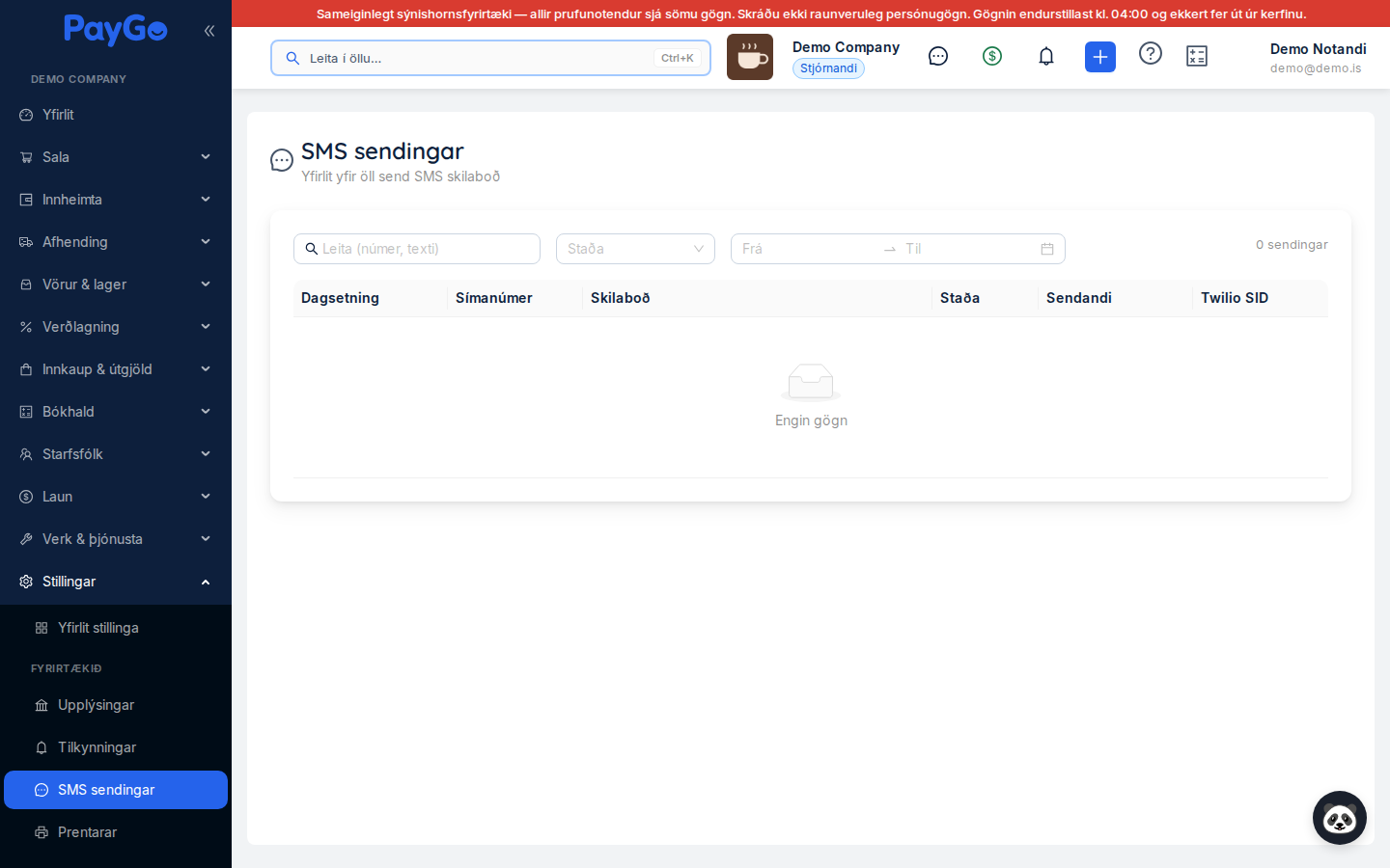 SMS sendingar (saga)