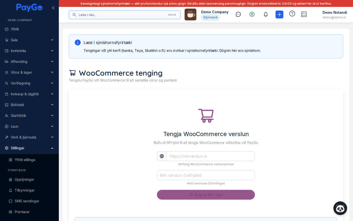 WooCommerce samþætting