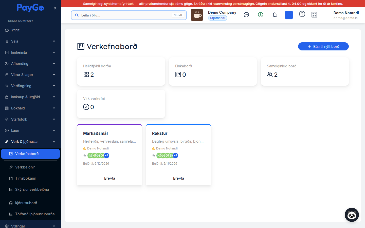 Task board overview
